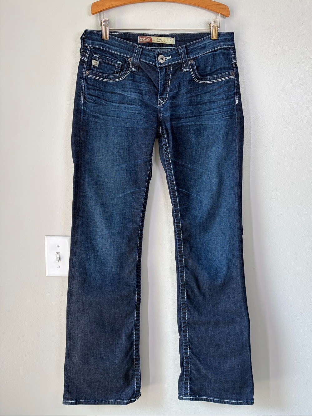 Big Star Dark Wash Remy Low Rise Bootcut Jeans Premium Stretch Denim